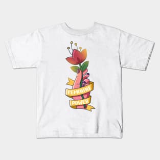 feminist rights power womem flower hand Kids T-Shirt